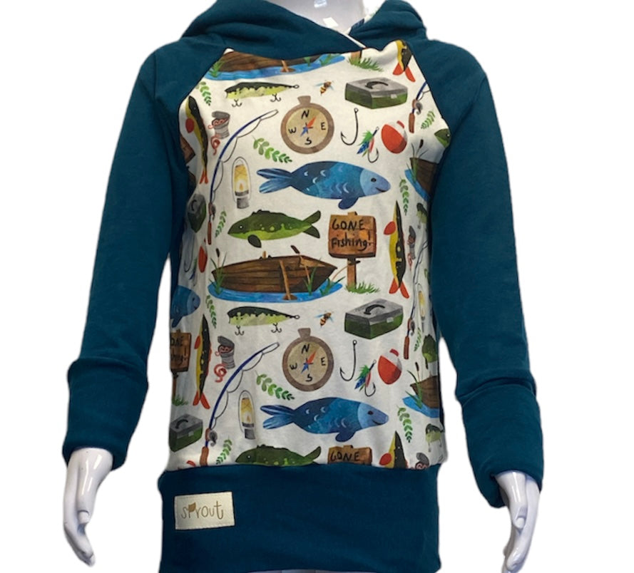 Kids Gone Fishing Grow with me Hoodie – Sprout Handmade